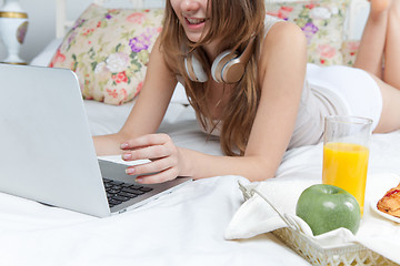 Image showing The morning and breakfast of young beautiful girl