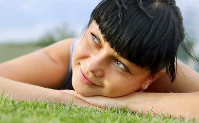 Image showing dreamy woman face