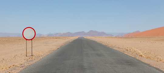 Image showing Speed limit sign at a desert road