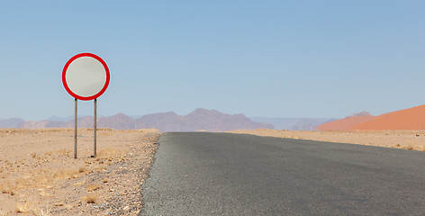 Image showing Speed limit sign at a desert road