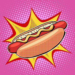 Image showing Hot dog fast food vector pop art style