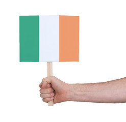 Image showing Hand holding small card - Flag of Ireland