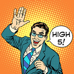 Image showing High five joyful businessman