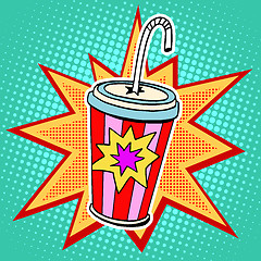 Image showing Cola paper cup straw fast food