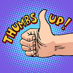 Image showing Thumbs up hitchhiking symbol and approval