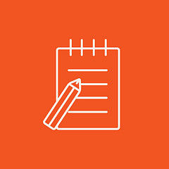 Image showing Writing pad and pen line icon.