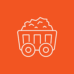 Image showing Mining coal cart line icon.