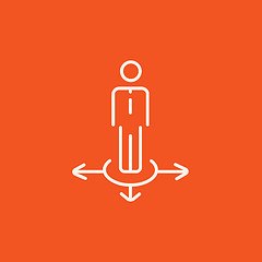 Image showing Businessman in three ways line icon.