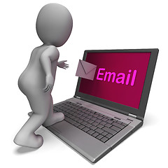 Image showing Email On Laptop Shows E-mail Mailing Or Correspondence