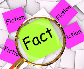 Image showing Fact Fiction Post-It Papers Mean Truth Or Myth