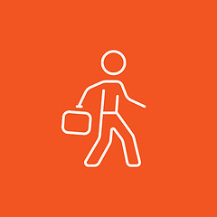 Image showing Businessman walking with briefcase line icon.