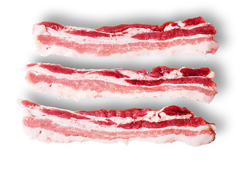 Image showing Three pieces of bacon on top view