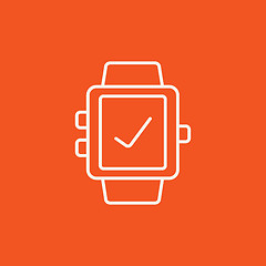 Image showing Smartwatch with check sign line icon.