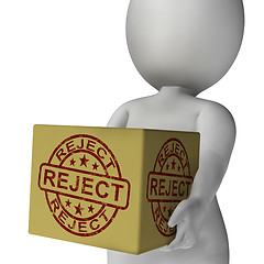 Image showing Reject Stamp On Box Shows Rejection Or Denied Product