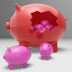 Image showing Piggybanks Inside Piggybank Showing Saving Accounts And Banking