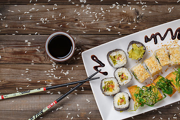 Image showing Various of sushi rolls