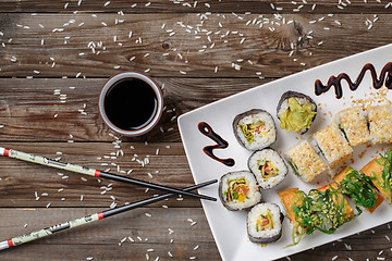 Image showing Various of sushi rolls