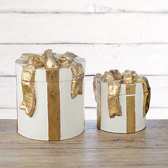 Image showing Christmas decorative white gift boxes