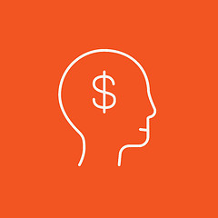 Image showing Human head with dollar symbol line icon.