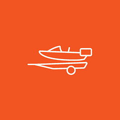 Image showing Boat on trailer for transportation line icon.