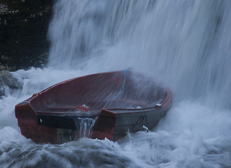 Image showing Boat in waterfall