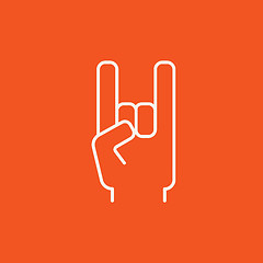 Image showing Rock and roll hand sign line icon.