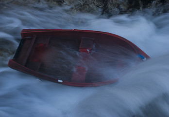 Image showing Boat in waterfall