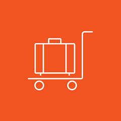 Image showing Luggage on trolley line icon.