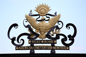 Image showing NETTUNO - April 06: American symbol on main entrance of the Amer