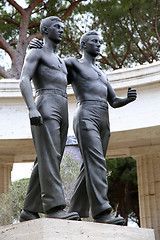 Image showing NETTUNO - April 06: Bronze statue of two brothers in arms of the