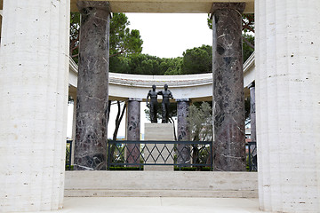 Image showing NETTUNO - April 06: Bronze statue of two brothers in arms of the