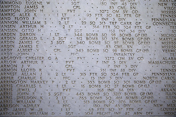 Image showing NETTUNO - April 06: The Names of fallen soldiers at war, America