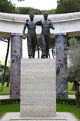 Image showing NETTUNO - April 06: Bronze statue of two brothers in arms of the