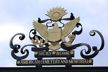 Image showing NETTUNO - April 06: American symbol on main entrance of the Amer