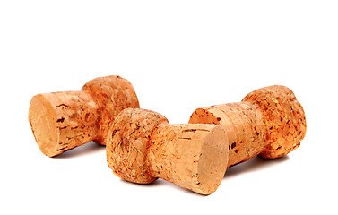 Image showing Three corks from champagne wine 