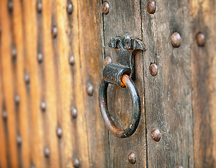 Image showing  Old metal round door handle