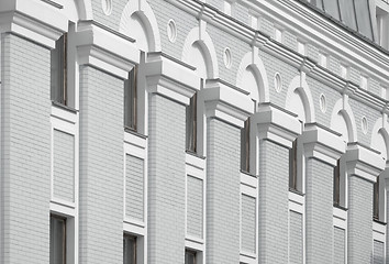 Image showing Beautiful architecture on a gray and white building