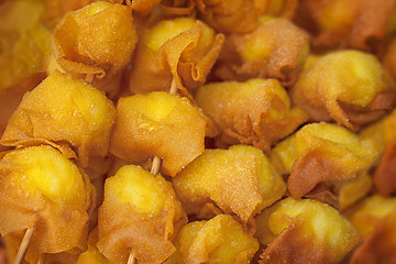 Image showing Photo of deep fried quail egg wontons