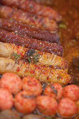 Image showing Traditional spicy pork Thai sausages