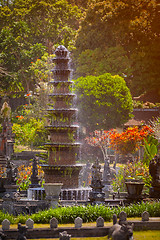 Image showing Intricate, Decorative Fountain at Tirta Gangga in Indonesia