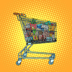 Image showing Grocery cart with food