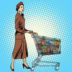 Image showing shopper grocery cart full of food