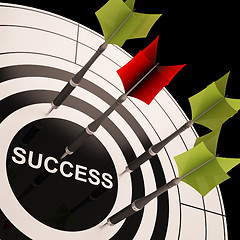 Image showing Success On Dartboard Shows Successful Goals