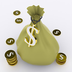 Image showing Dollar Bag Means Wealth Currency Or Earnings