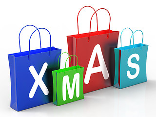 Image showing Xmas Shopping Bags Show Retail Stores Or Buying