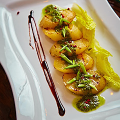 Image showing appetizer of grilled celery with greens 