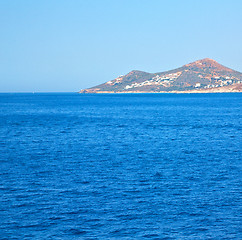 Image showing greece from the boat  islands in mediterranean sea and sky