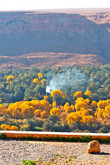 Image showing in   valley  morocco  africa the atlas smoke yellow