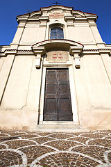 Image showing  lombardy    in  the carbonate   old     closed brick tower side