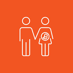 Image showing Husband with pregnant wife line icon.